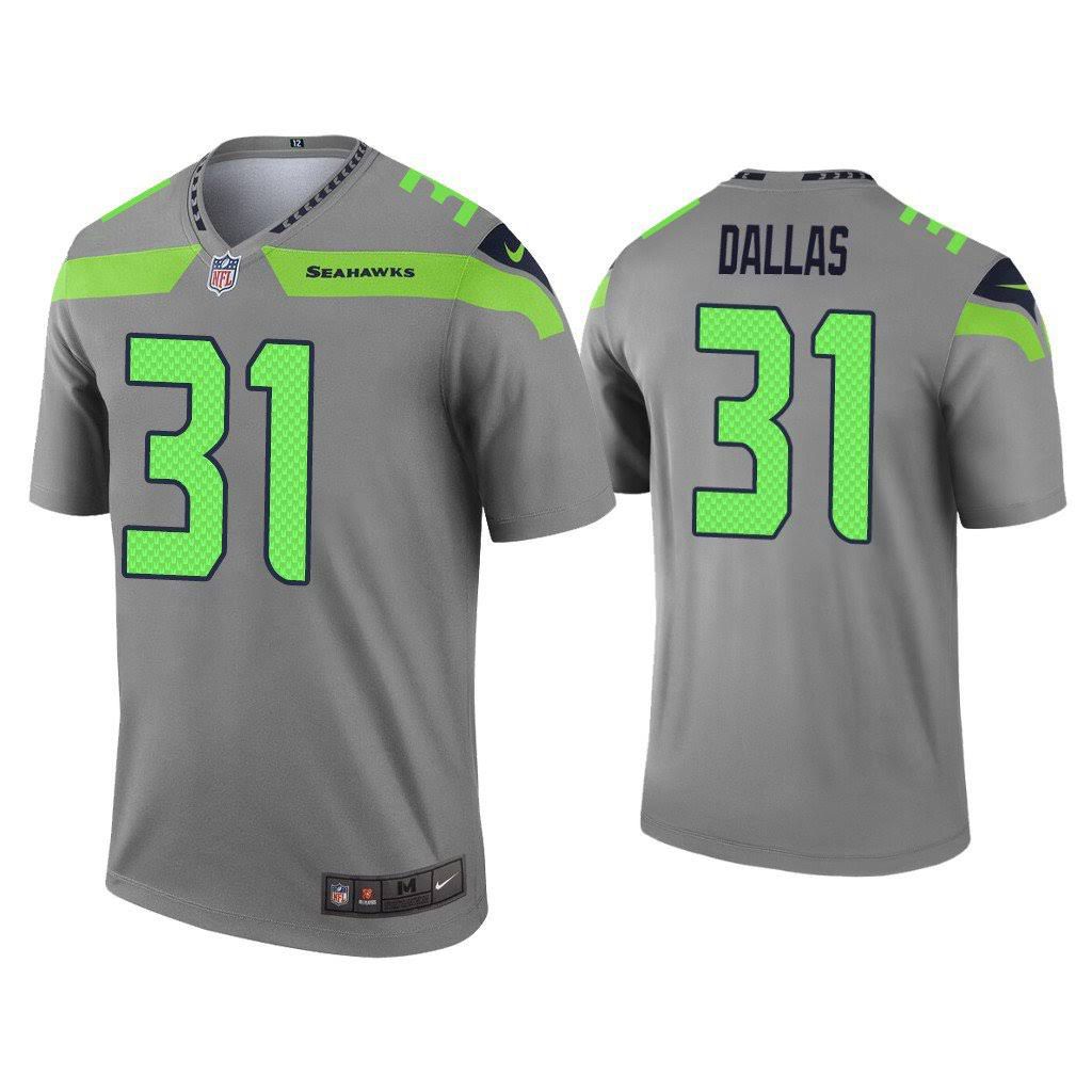 Men Seattle Seahawks #31 DeeJay Dallas Nike Gray Inverted Legend NFL Jersey